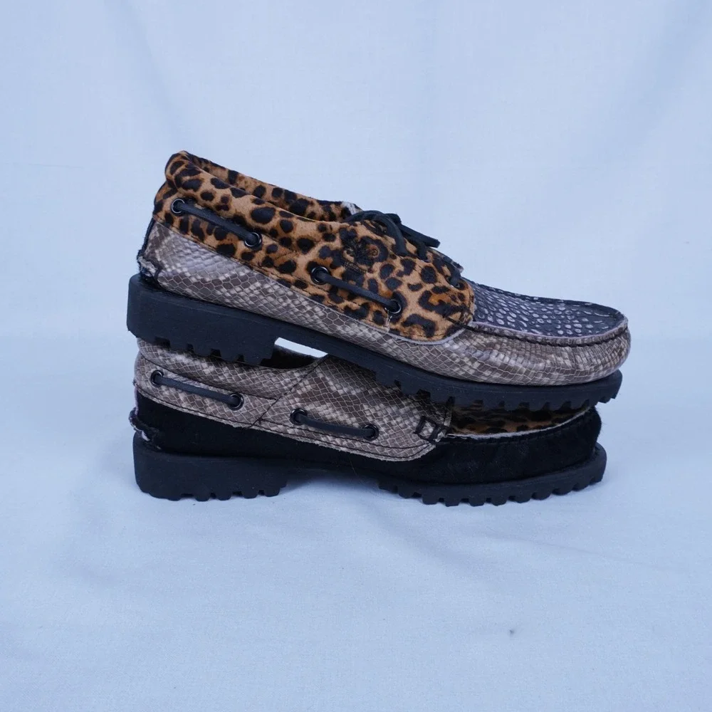Chinatown Market x Timberland 3-Eye Lug Handsewn Boat 'Animal Print' 8.5W Mens